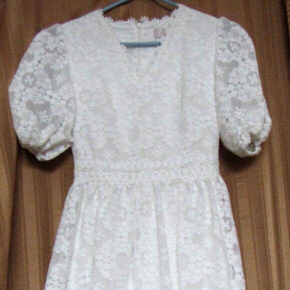Rachel Parcell White Ruffle Short Sleeve Dress Size XXS,Lined - Picture 8 of 9